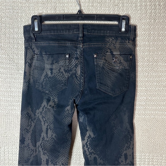 ROBERTO CAVALLI black snakeskin mid rise straight leg jeans 40 - Picture 8 of 11